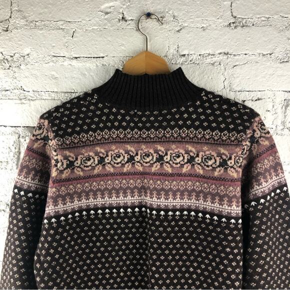 L.L. Bean Floral Fair Isle Wool Sweater - Picture 8 of 9